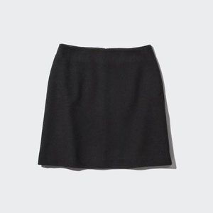 Black Wool Blend Mini Skirt